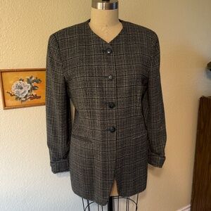 NWOT Vintage Jones New York Plaid Wool Blazer Size 10